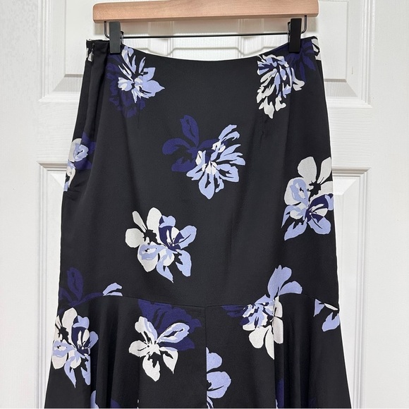 Banana Republic Floral Flounce Maxi Skirt Black Blue Print Size 4 - Picture 7 of 11
